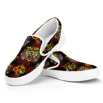 Red Tiger Tattoo Pattern Print White Slip On Shoes