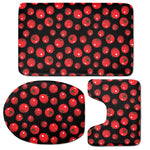 Red Tomato Pattern Print 3 Piece Bath Mat Set