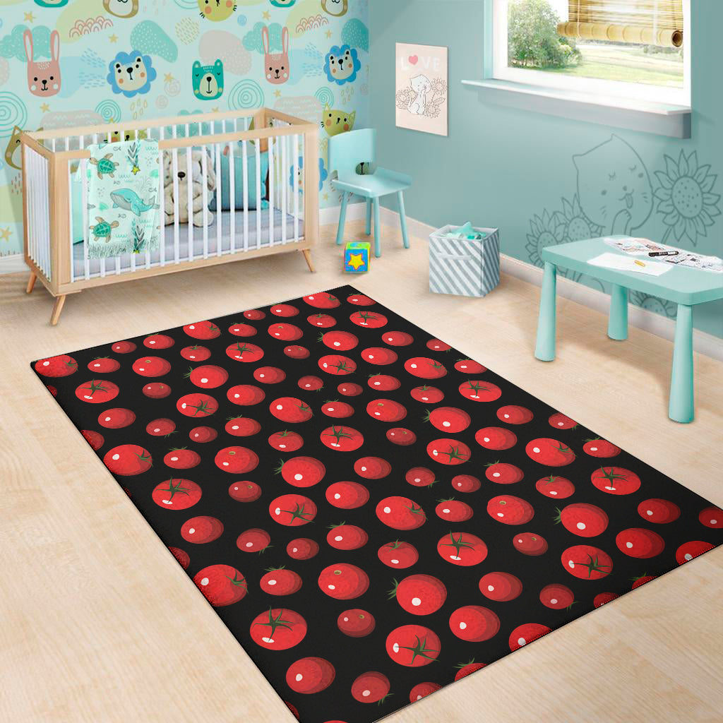 Red Tomato Pattern Print Area Rug