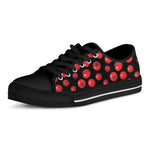 Red Tomato Pattern Print Black Low Top Shoes
