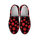 Red Tomato Pattern Print Black Slip On Shoes