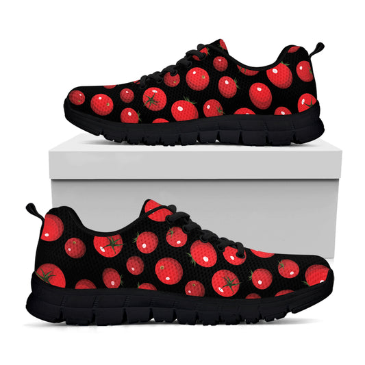 Red Tomato Pattern Print Black Sneakers