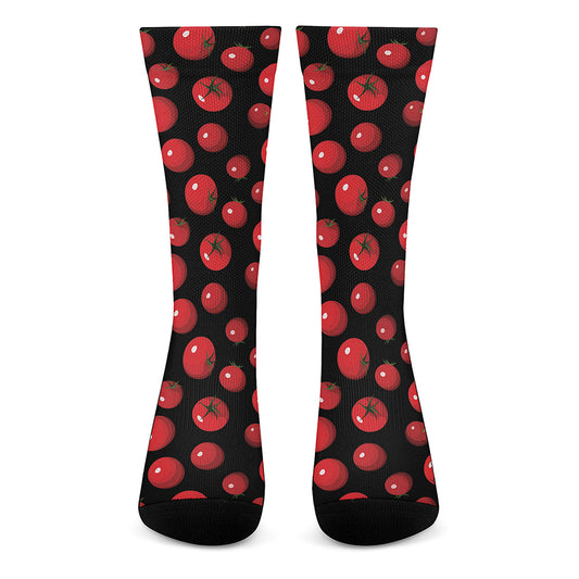Red Tomato Pattern Print Crew Socks