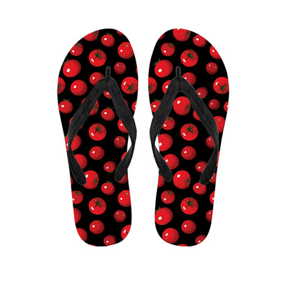 Red Tomato Pattern Print Flip Flops