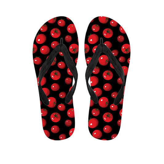 Red Tomato Pattern Print Flip Flops