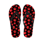 Red Tomato Pattern Print Flip Flops