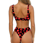 Red Tomato Pattern Print Front Bow Tie Bikini