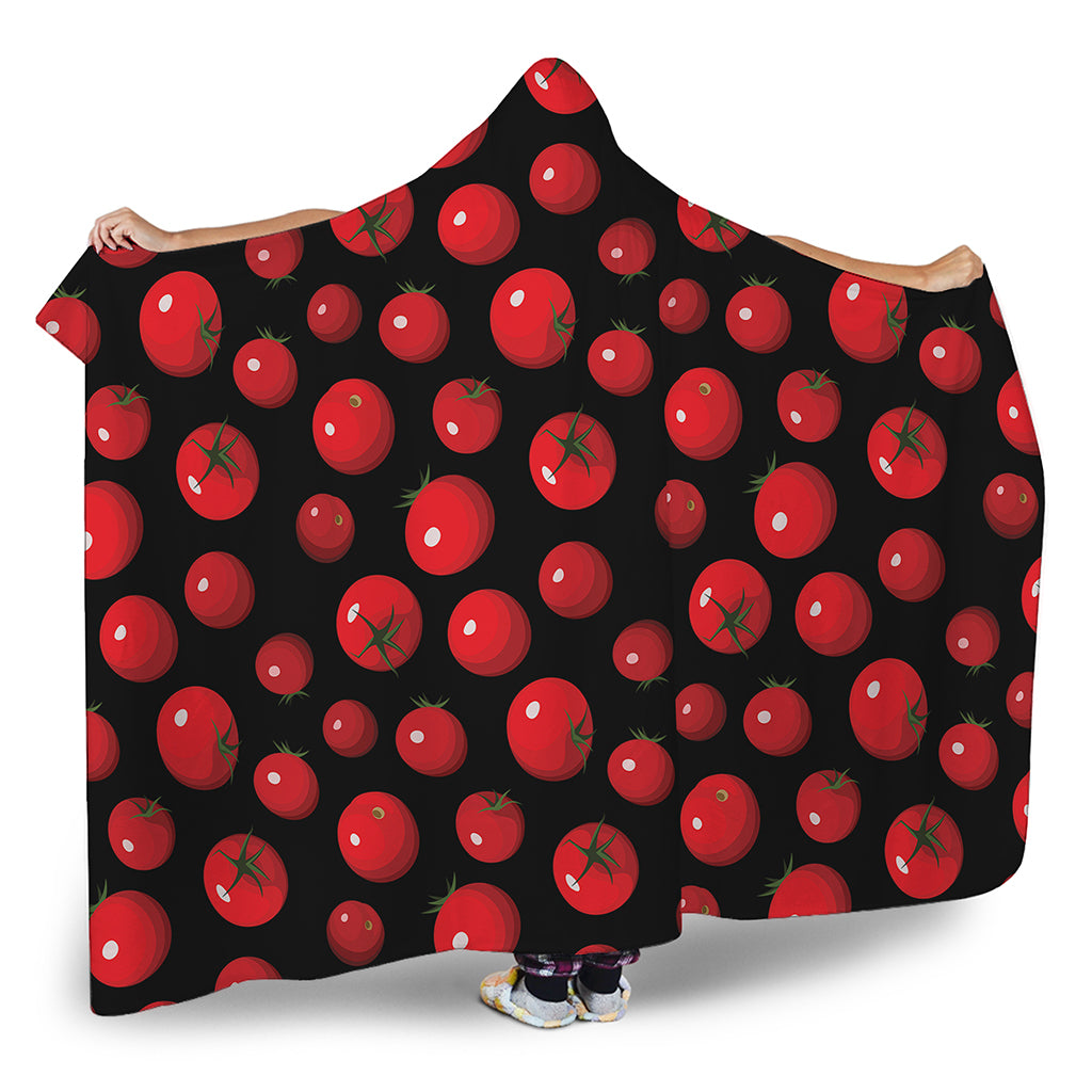 Red Tomato Pattern Print Hooded Blanket