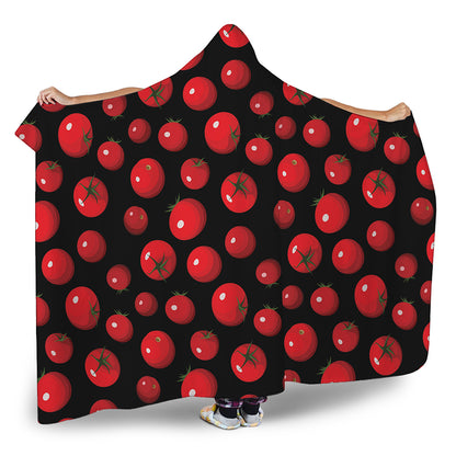 Red Tomato Pattern Print Hooded Blanket