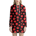 Red Tomato Pattern Print Pullover Hoodie Dress