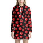 Red Tomato Pattern Print Hoodie Dress