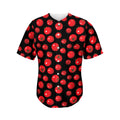 Red Tomato Pattern Print Men's Baseball Jersey