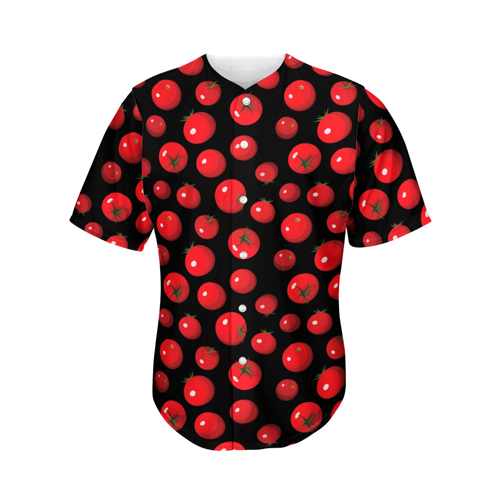Red Tomato Pattern Print Men's Baseball Jersey