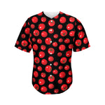 Red Tomato Pattern Print Men's Baseball Jersey