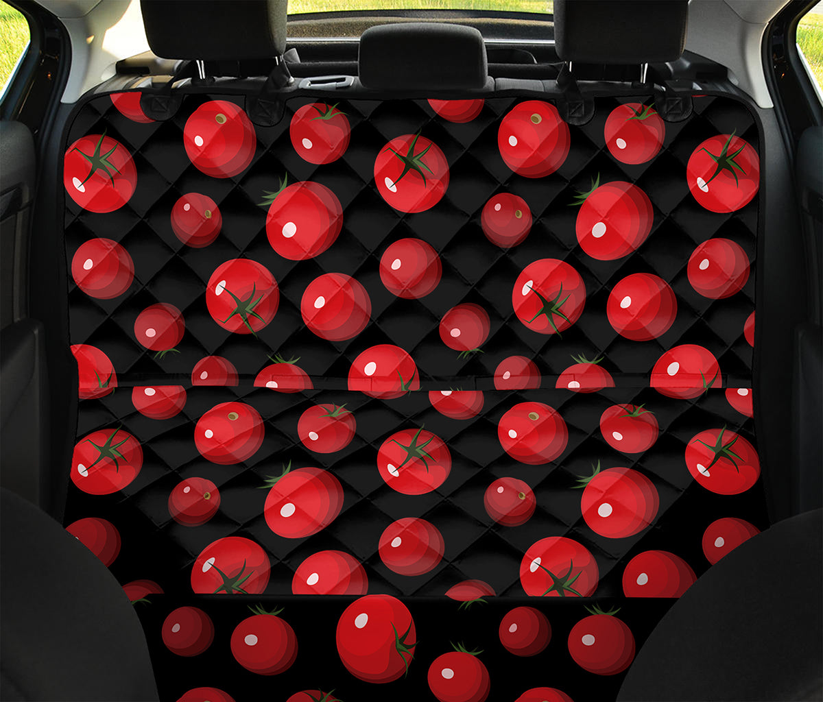 Red Tomato Pattern Print Pet Car Back Seat Cover