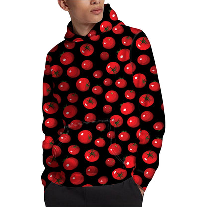 Red Tomato Pattern Print Pullover Hoodie