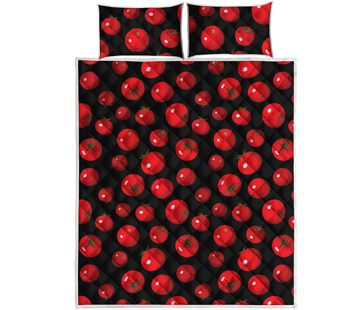 Red Tomato Pattern Print Quilt Bed Set