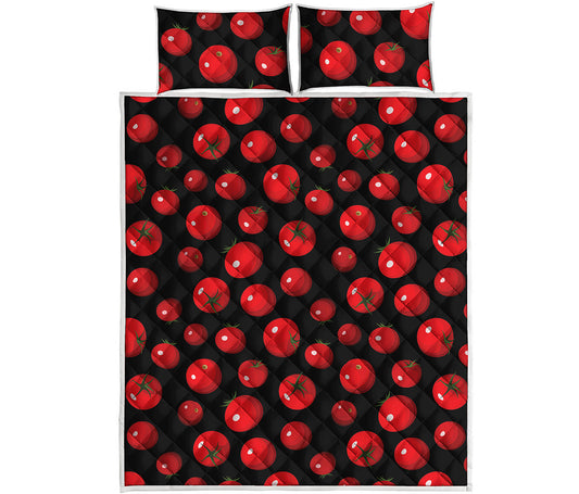 Red Tomato Pattern Print Quilt Bed Set