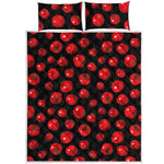 Red Tomato Pattern Print Quilt Bed Set