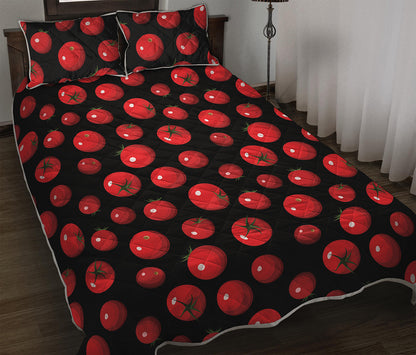 Red Tomato Pattern Print Quilt Bed Set