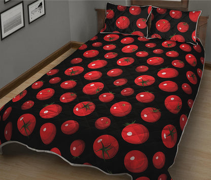 Red Tomato Pattern Print Quilt Bed Set