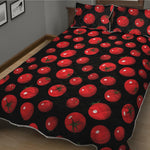 Red Tomato Pattern Print Quilt Bed Set