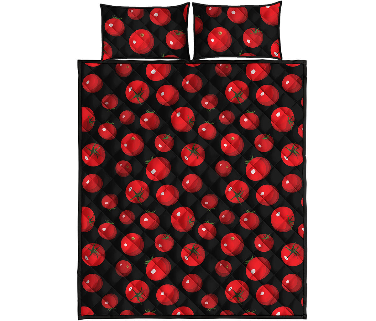 Red Tomato Pattern Print Quilt Bed Set