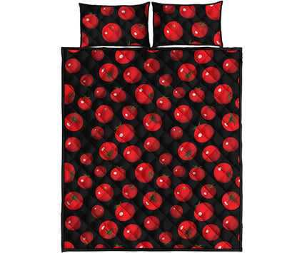 Red Tomato Pattern Print Quilt Bed Set