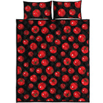 Red Tomato Pattern Print Quilt Bed Set