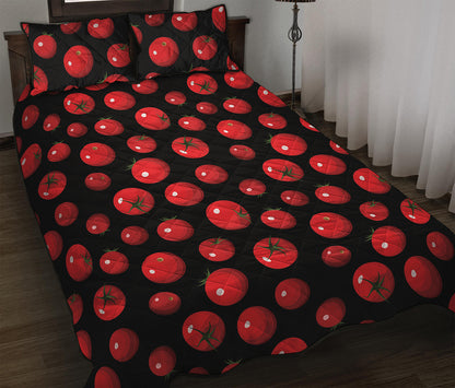 Red Tomato Pattern Print Quilt Bed Set