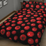 Red Tomato Pattern Print Quilt Bed Set