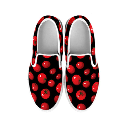 Red Tomato Pattern Print White Slip On Shoes