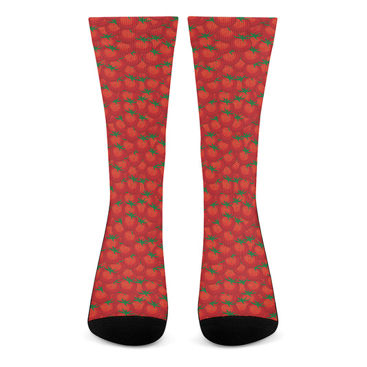 Red Tomatoes Pattern Print Crew Socks