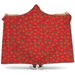 Red Tomatoes Pattern Print Hooded Blanket
