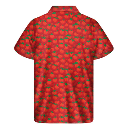 Red Tomatoes Pattern Print Men's Short Sleeve Shirt