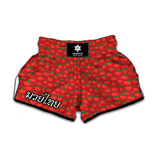 Red Tomatoes Pattern Print Muay Thai Boxing Shorts