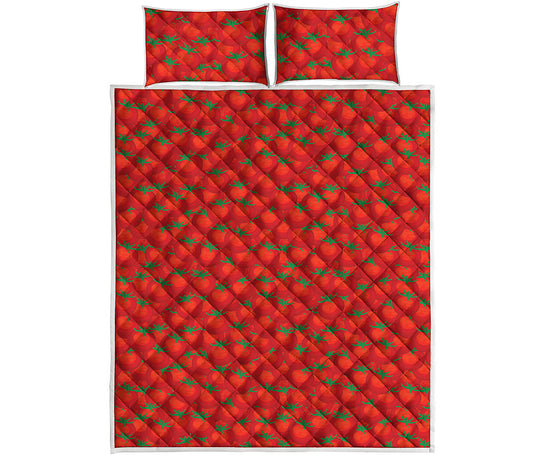 Red Tomatoes Pattern Print Quilt Bed Set