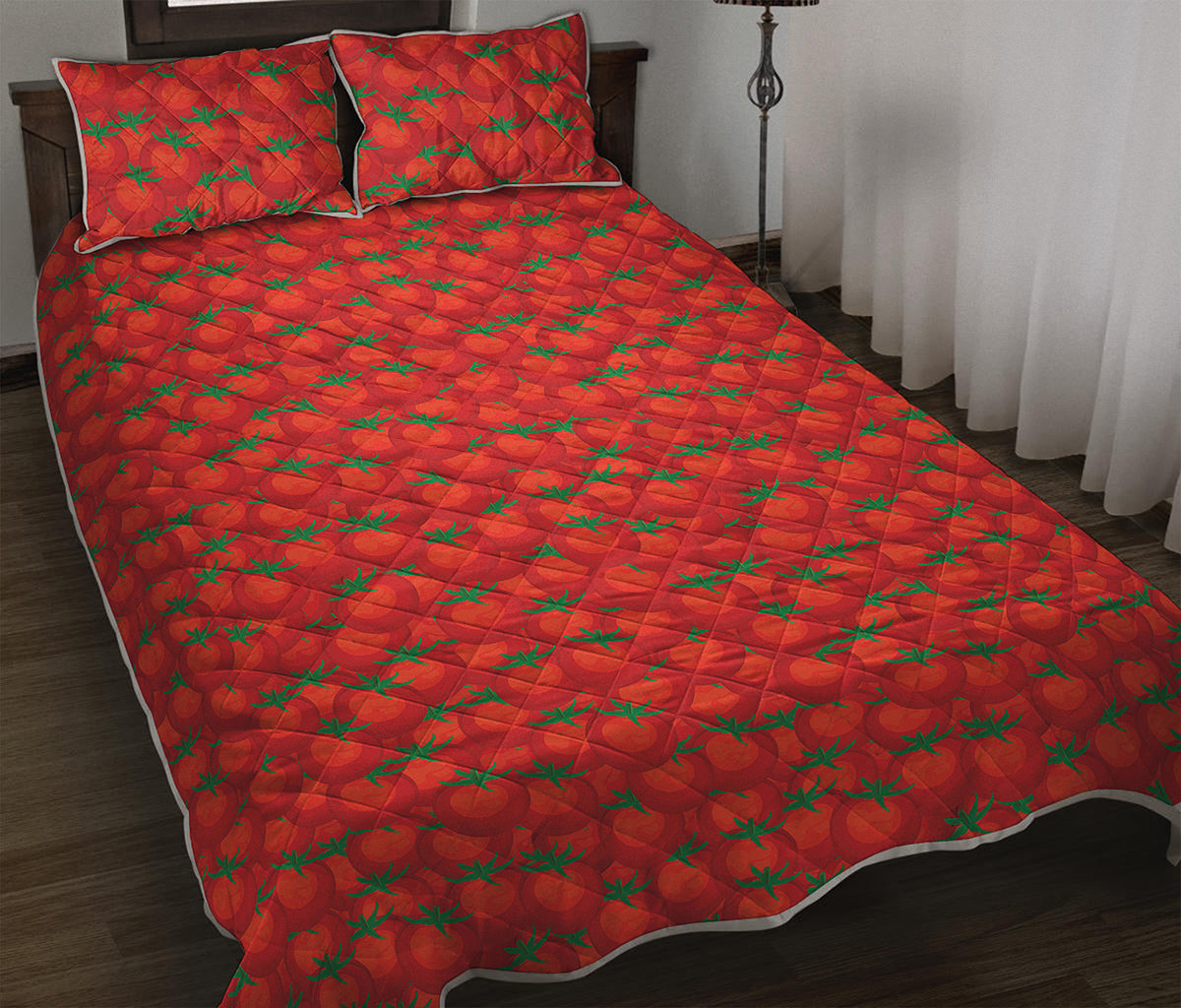 Red Tomatoes Pattern Print Quilt Bed Set
