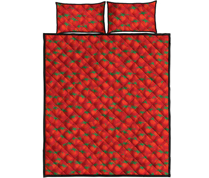 Red Tomatoes Pattern Print Quilt Bed Set