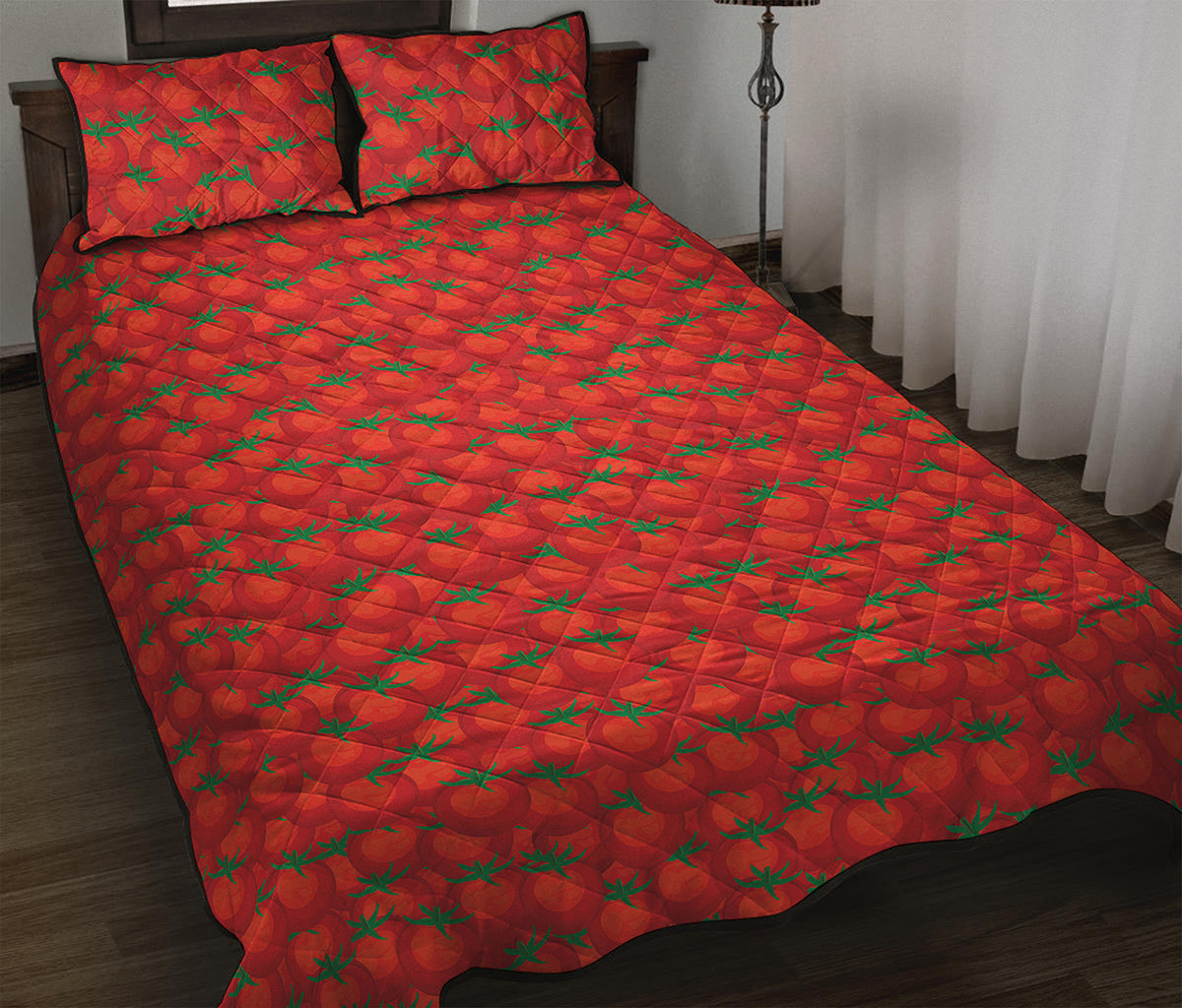 Red Tomatoes Pattern Print Quilt Bed Set
