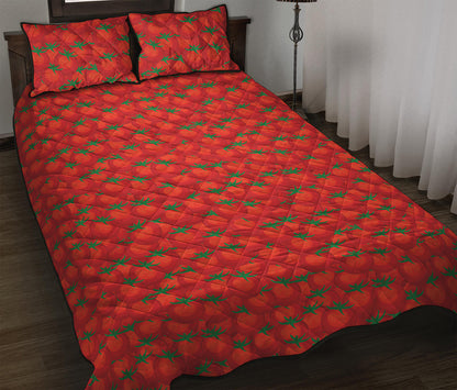 Red Tomatoes Pattern Print Quilt Bed Set