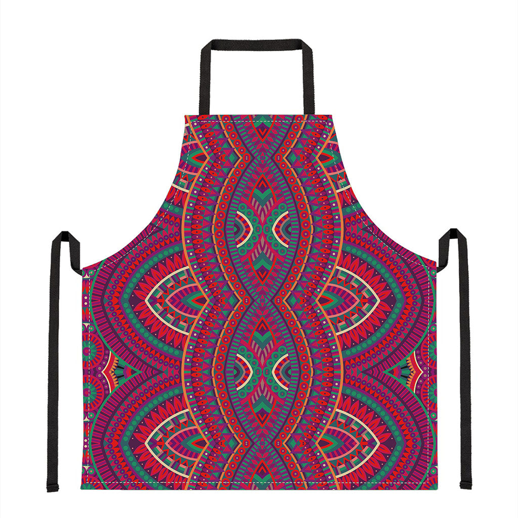 Red Tribal Ethnic Mandala Print Apron