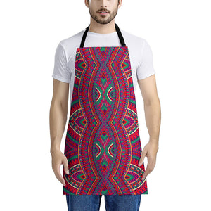 Red Tribal Ethnic Mandala Print Apron