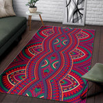 Red Tribal Ethnic Mandala Print Area Rug GearFrost