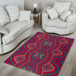 Red Tribal Ethnic Mandala Print Area Rug GearFrost