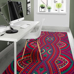 Red Tribal Ethnic Mandala Print Area Rug GearFrost