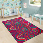 Red Tribal Ethnic Mandala Print Area Rug GearFrost