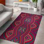 Red Tribal Ethnic Mandala Print Area Rug GearFrost