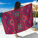 Red Tribal Ethnic Mandala Print Beach Sarong Wrap