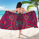 Red Tribal Ethnic Mandala Print Beach Sarong Wrap